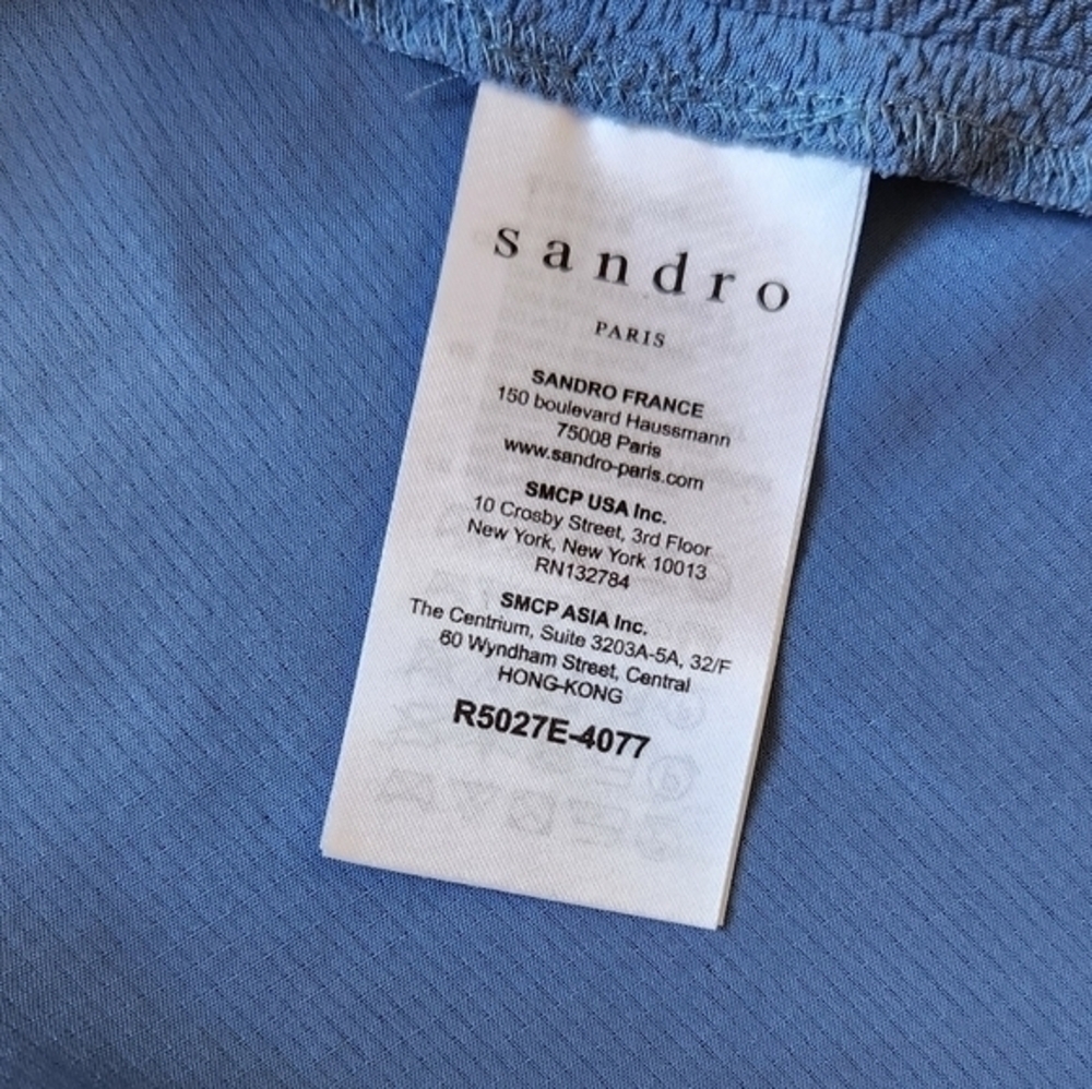 SANDRO PARIS LIGHT‎ BLUE RUFFLE A LINE DRESS - Picture 9 of 12